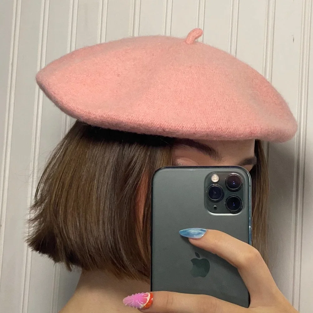 NWOT Coquette Pink Wool Blend Beret French Girl Parisian Chic Soft Girl - OS